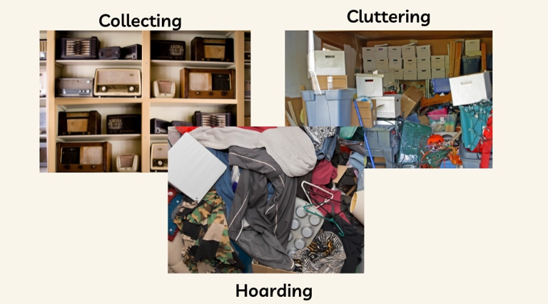 Hoarding is a condition characterized by the excessive accumulation of items, even if the items are of little or no value.
