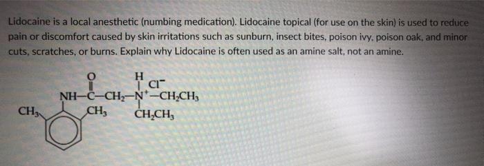 It works by numbing the area where it is applied. Lidocaine is a local anesthetic that is often used to treat pain.